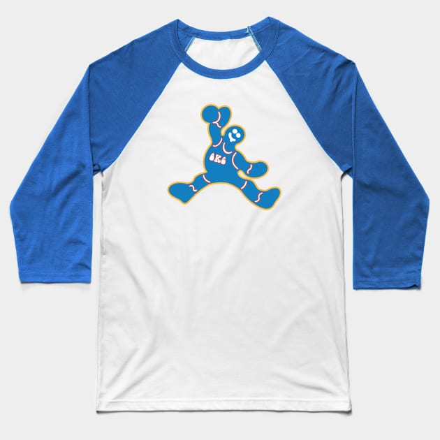 Jumping OKC Thunder Gingerbread Man Baseball T-Shirt by Rad Love